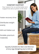 Ergonomic Memory Foam Donut Pillow for Tailbone & Hemorrhoid Pain Relief – 35x42cm, Blue