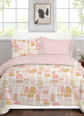 4PC Kids Duvet Cover Set – 160x220 Warm Blocks Design 100% Premium Cotton