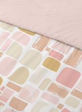 4PC Kids Duvet Cover Set – 160x220 Warm Blocks Design 100% Premium Cotton