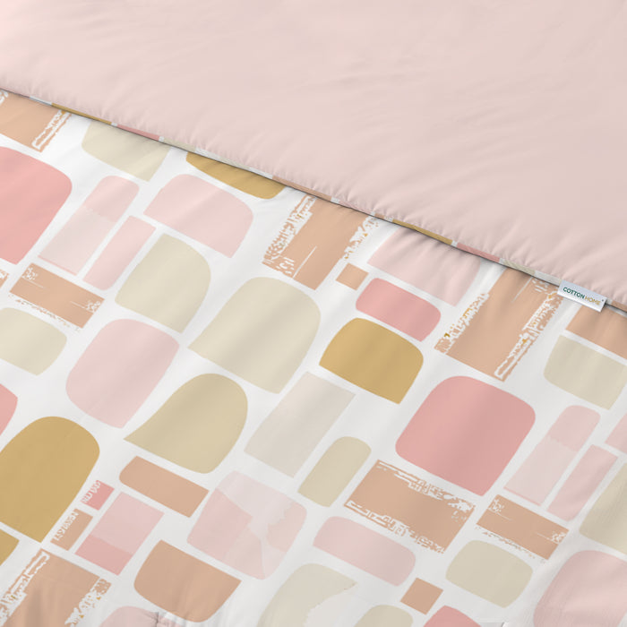 4PC Kids Duvet Cover Set – 160x220 Warm Blocks Design 100% Premium Cotton