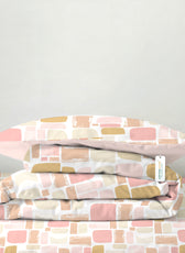 4PC Kids Duvet Cover Set – 160x220 Warm Blocks Design 100% Premium Cotton