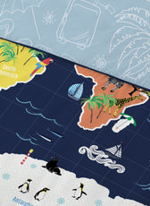 3PC Kids Duvet Cover Set – 135x220 Animal Atlas Design 100% Premium Cotton