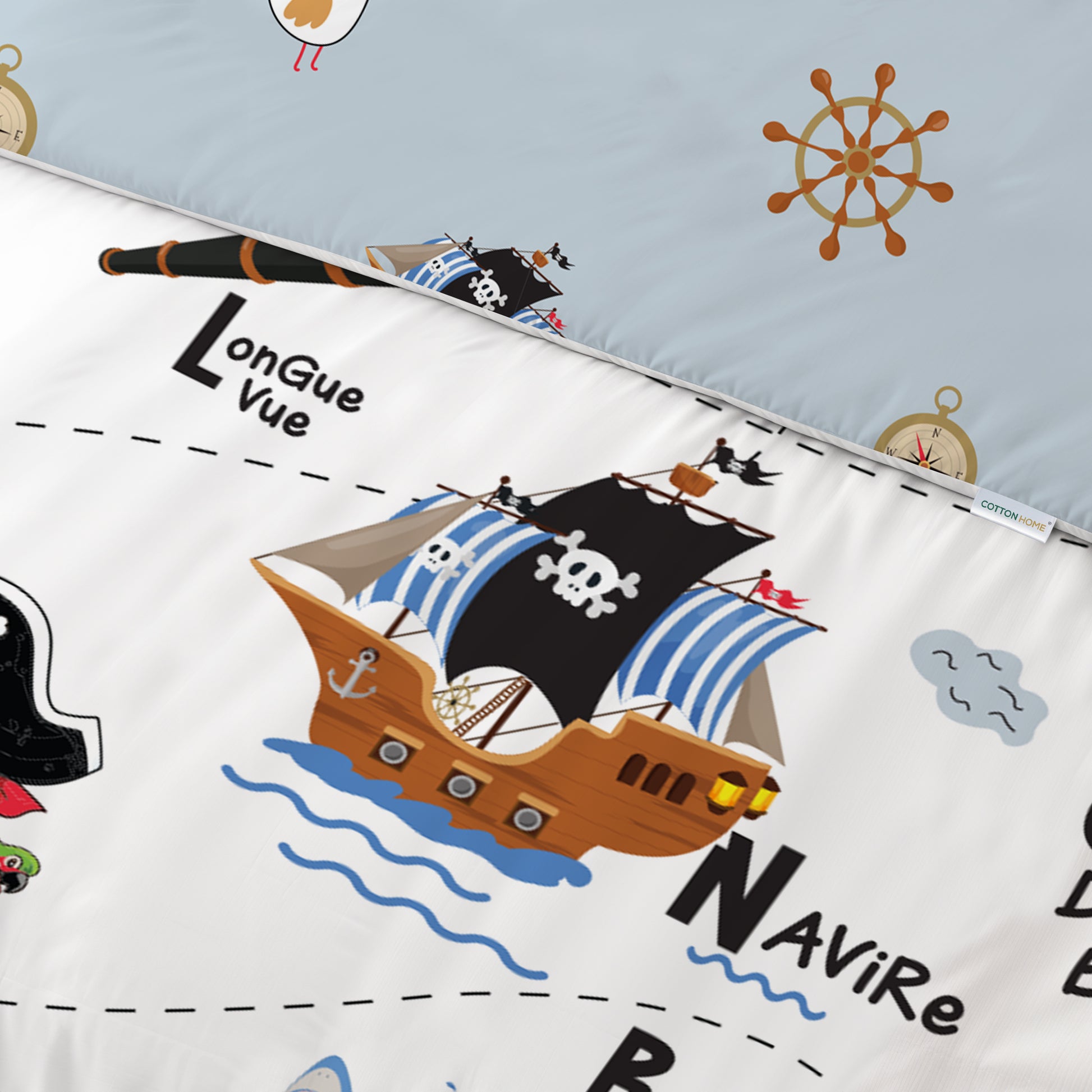 3PC Kids Duvet Cover Set – 135x220 Cozy Captain Design 100% Premium Cotton