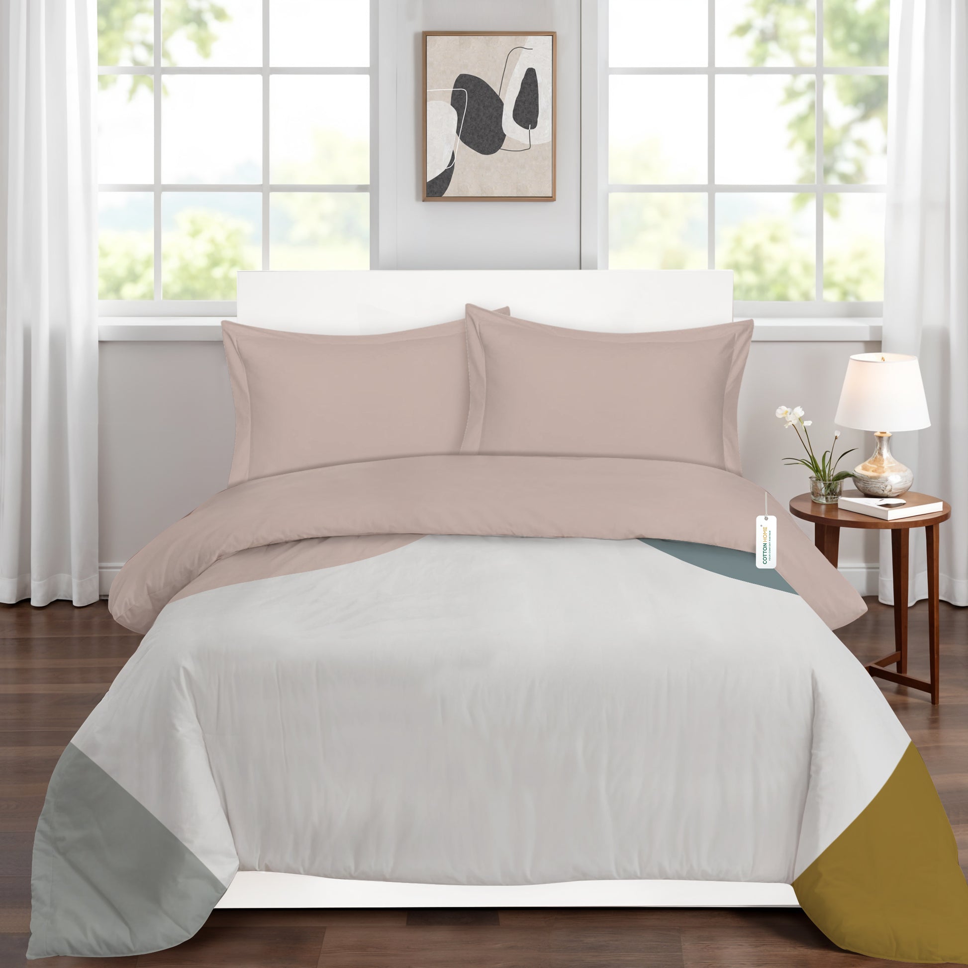 4PC Kids Duvet Cover Set – 160x220 Urban Grid Design 100% Premium Cotton