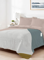 4PC Kids Duvet Cover Set – 160x220 Urban Grid Design 100% Premium Cotton