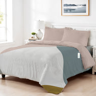 4PC Cotton Duvet Cover Set – 160x220 Urban Grid Design