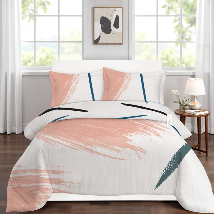 4PC Cotton Duvet Cover Set – 160x220 Pastel Strokes Design