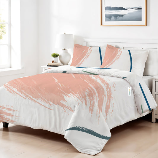 4PC Kids Duvet Cover Set – 160x220 Pastel Strokes Design 100% Premium Cotton