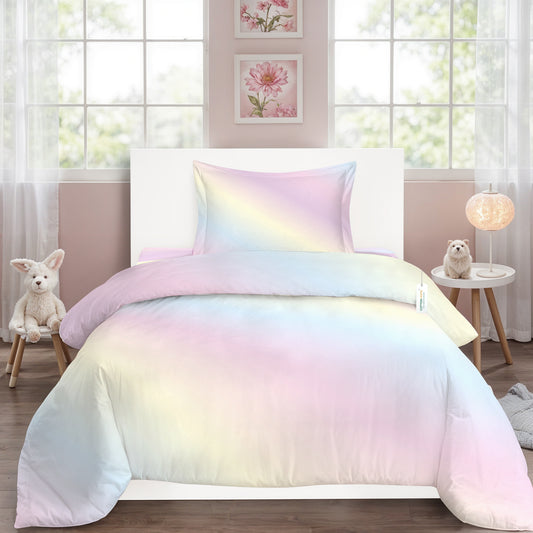 3PC Kids Duvet Cover Set – 135x220 Dusty Hue Design 100% Premium Cotton