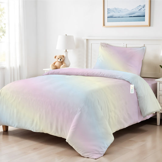 3PC Kids Duvet Cover Set – 135x220 Dusty Hue Design 100% Premium Cotton