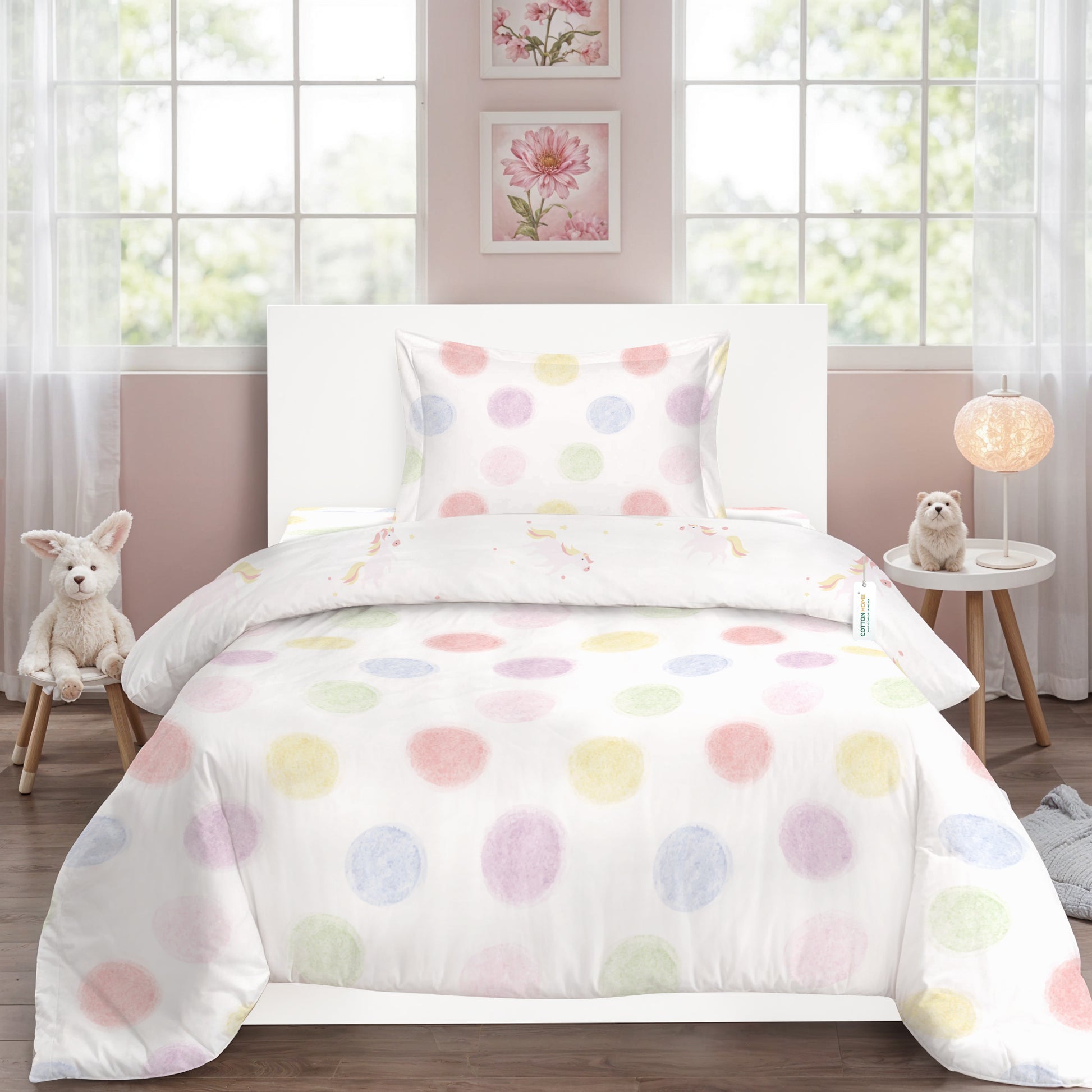 3PC Kids Duvet Cover Set – 135x220 Color Pops Design 100% Premium Cotton