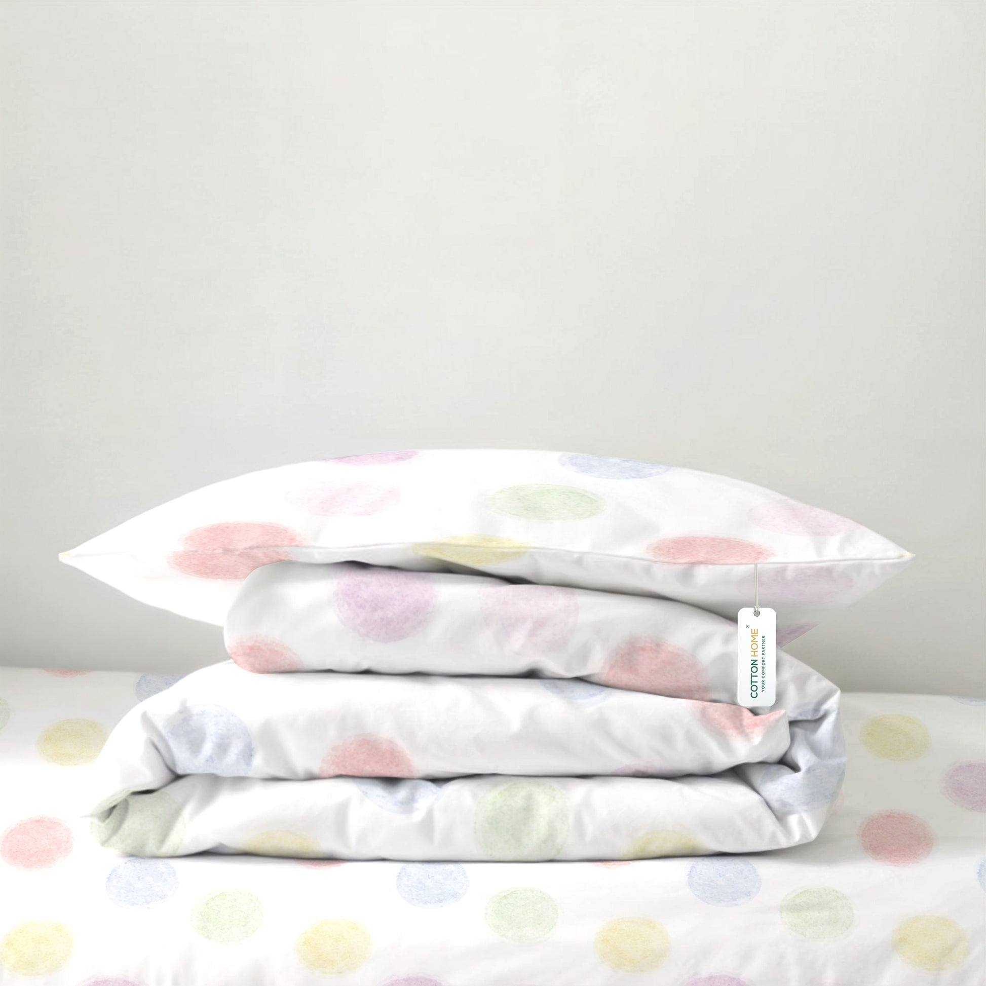3PC Kids Duvet Cover Set – 135x220 Color Pops Design 100% Premium Cotton