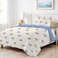3PC Kids Duvet Cover Set – 135x220 Sky Hearts Design 100% Premium Cotton