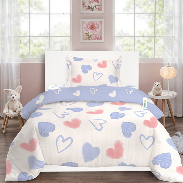 Back to School Essentials Premium Cotton Kids Bedding & Bathrobe Set Heart
