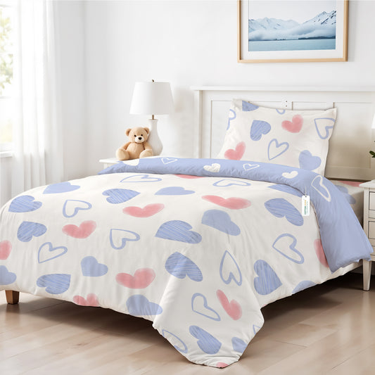 3PC Kids Duvet Cover Set – 135x220 Heartscape Design 100% Premium Cotton