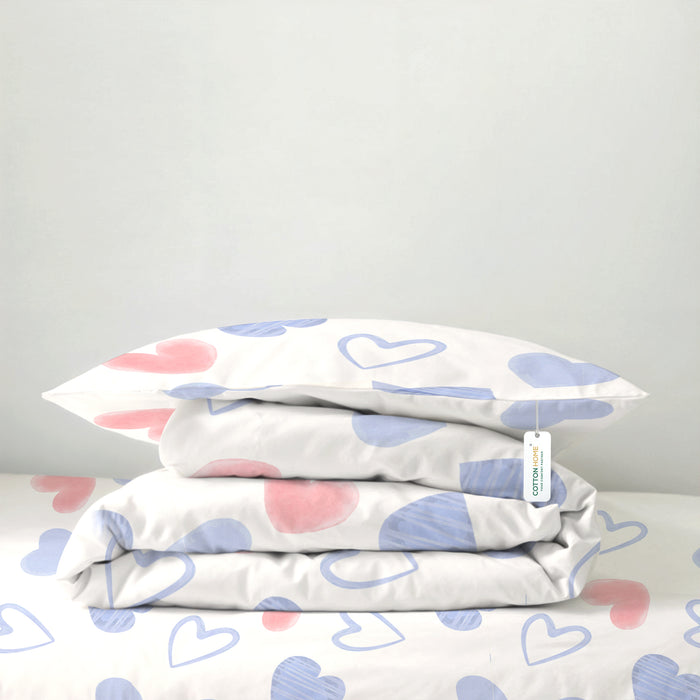 Back to School Essentials Premium Cotton Kids Bedding & Bathrobe Set Heart
