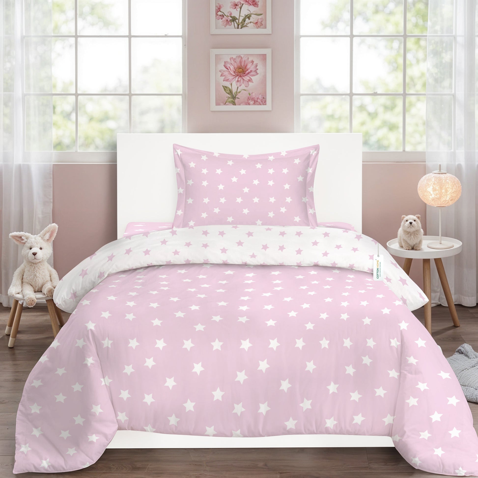 3PC Kids Duvet Cover Set – 135x220 Pastel Starlight Design 100% Premium Cotton