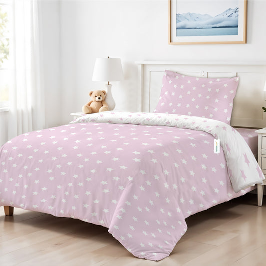 3PC Kids Duvet Cover Set – 135x220 Pastel Starlight Design 100% Premium Cotton