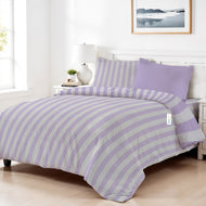4PC Kids Duvet Cover Set – 160x220 Lavender Stripe Design 100% Premium Cotton