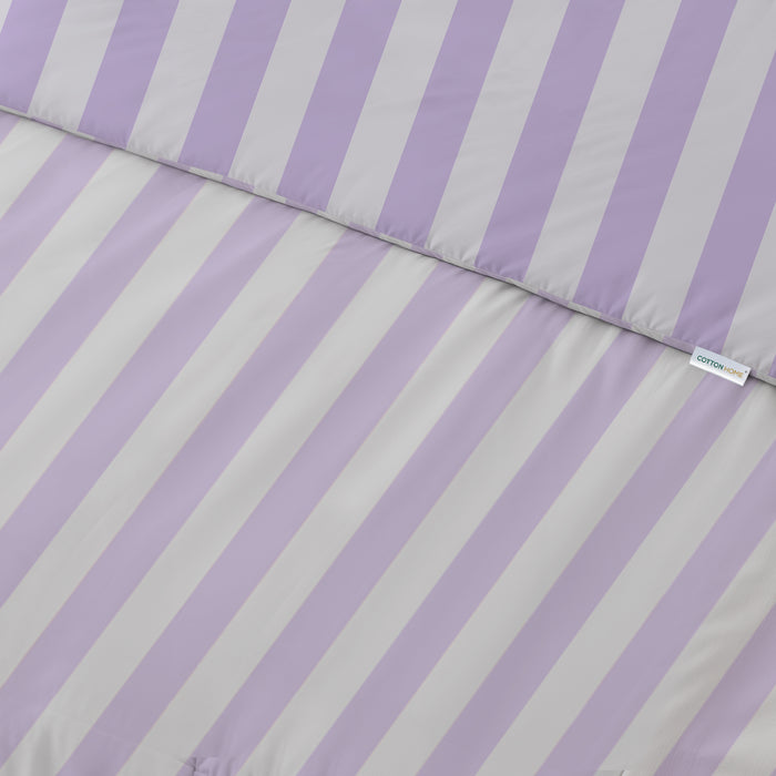 4PC Cotton Duvet Cover Set – 160x220 Lavender Stripe Design