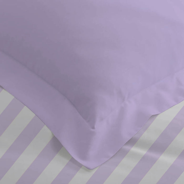 4PC Cotton Duvet Cover Set – 160x220 Lavender Stripe Design