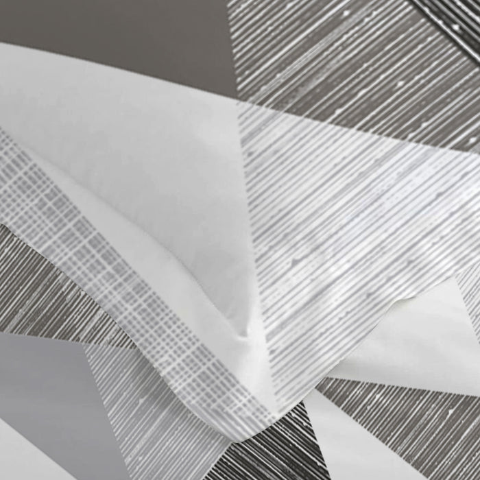 4PC Cotton Duvet Cover Set – 160x220 Graphite Angles Design
