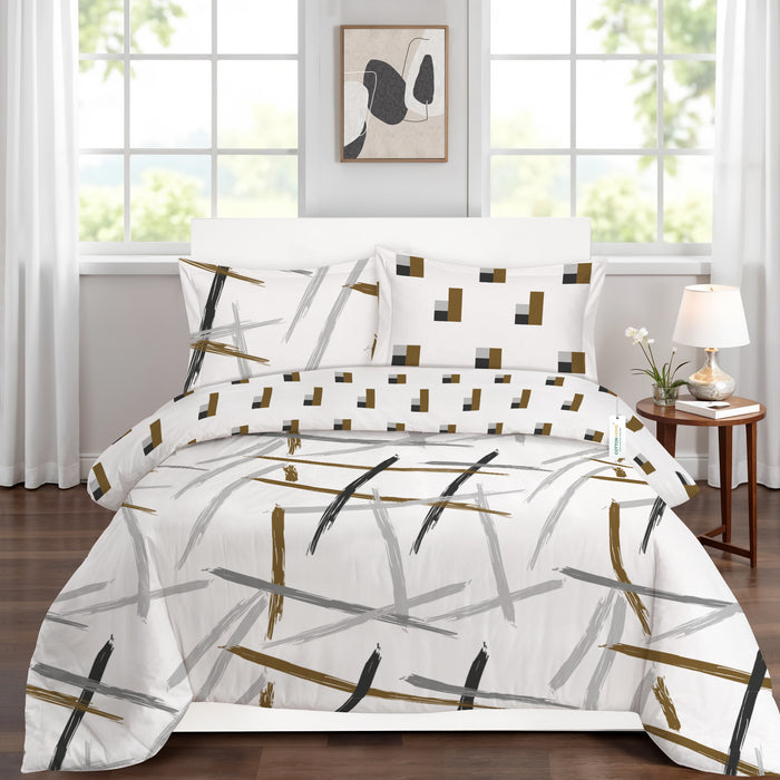 4PC Cotton Duvet Cover Set – 160x220 Modern Artistry Design