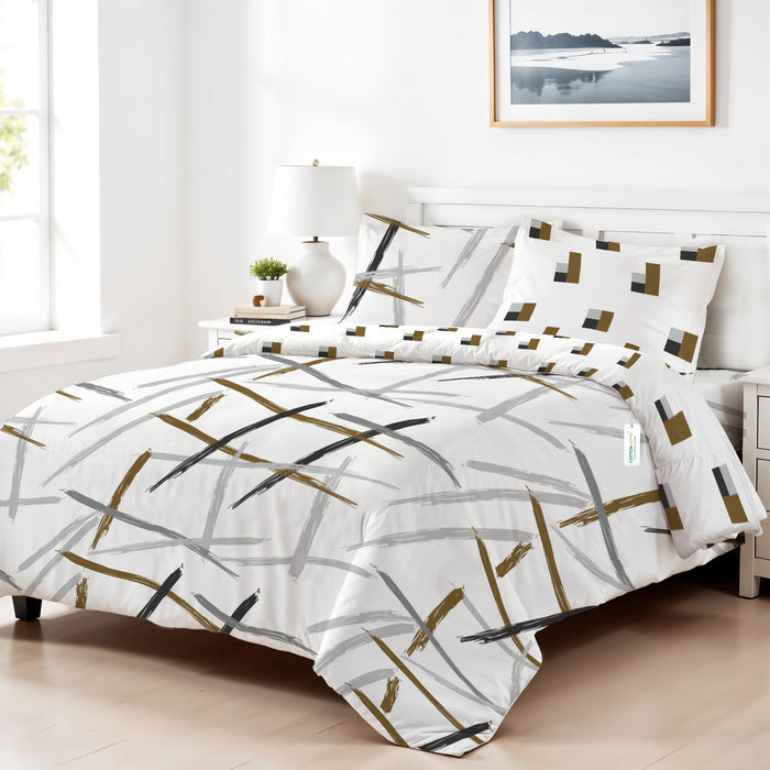4PC Cotton Duvet Cover Set – 160x220 Modern Artistry Design