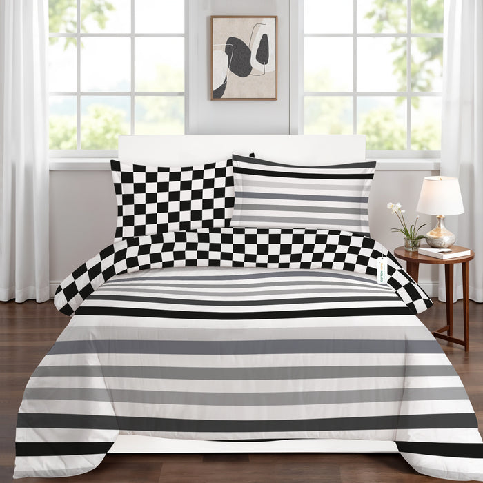 4PC Kids Duvet Cover Set – 160x220 Slate Sketch Design 100% Premium Cotton