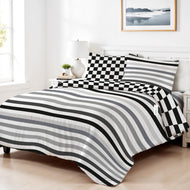 4PC Cotton Duvet Cover Set – 160x220 Slate Sketch Design