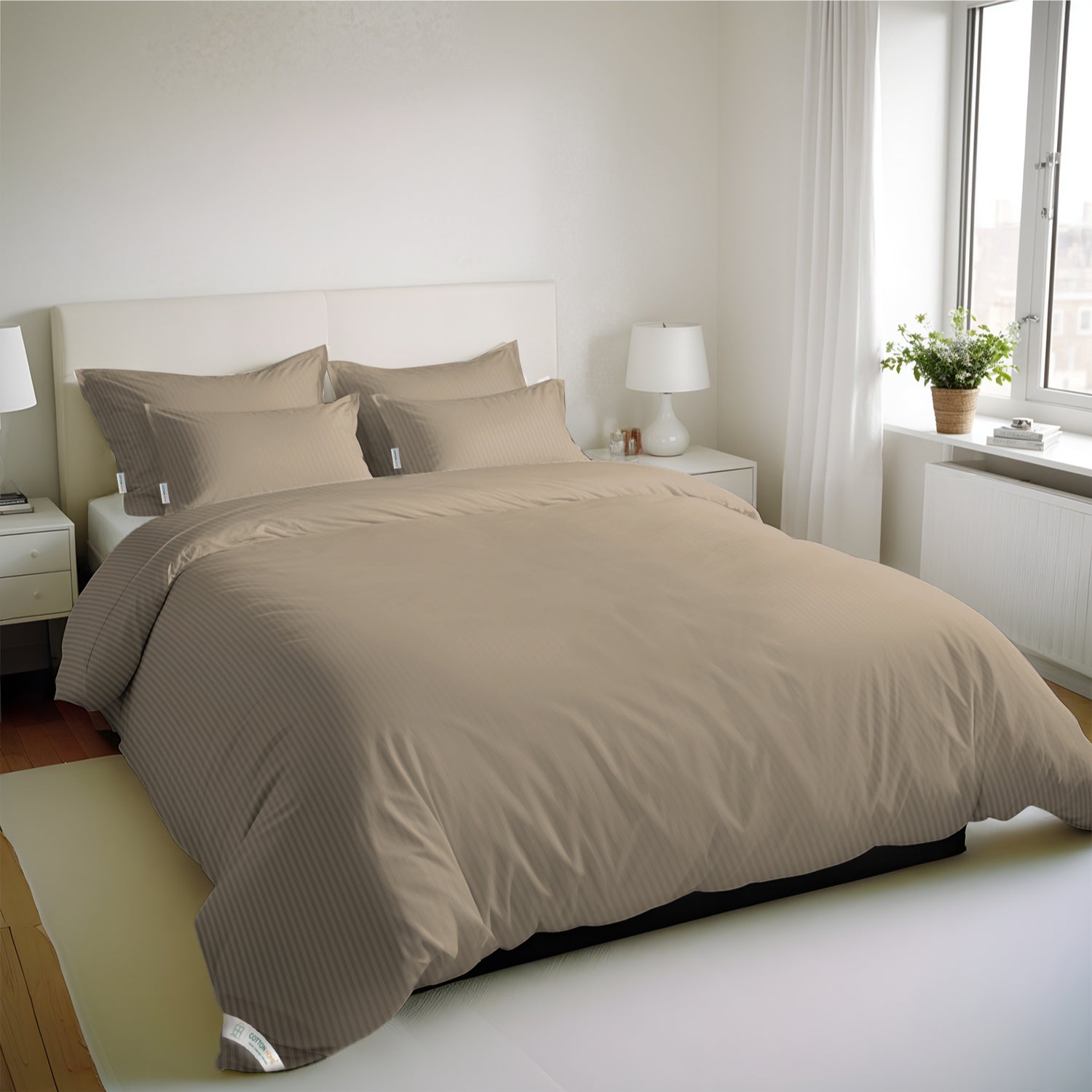 6 Piece Duvet Cover Set 220x240cm Supersoft Light Brown