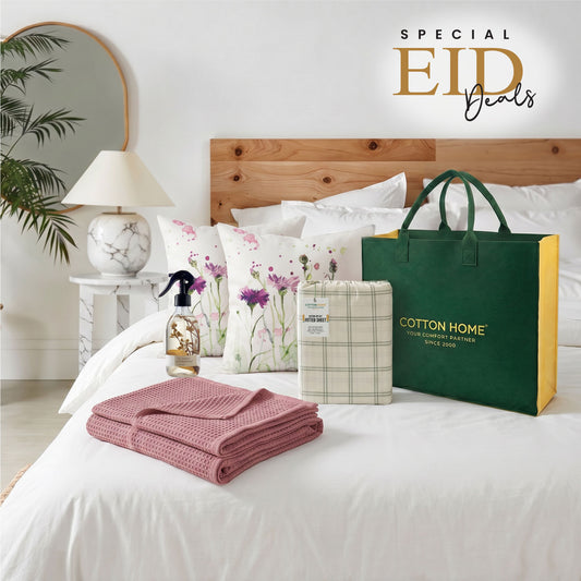 Waffle Blanket Fitted sheet Cushion and Home Fragrance set Bundle 06
