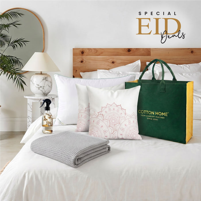 Waffle Blanket Bamboo Pillow Cushion and Home Fragrance set Bundle 07