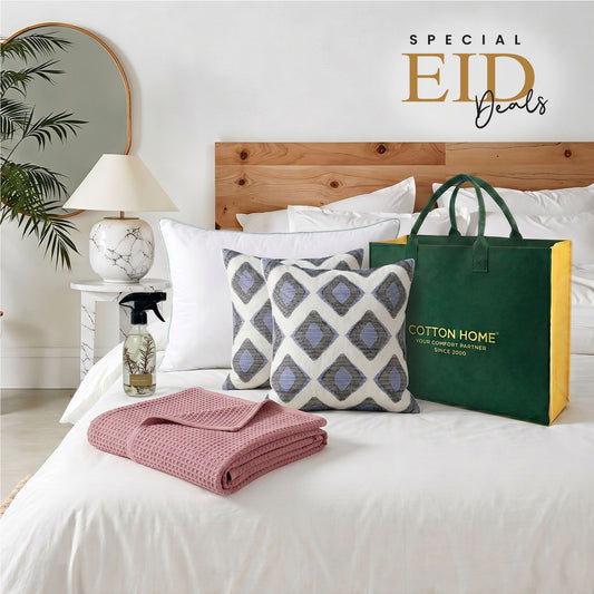 Waffle Blanket Bamboo Pillow Cushion and Home Fragrance set Bundle 12