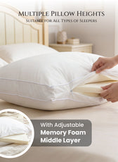 Elysian Adjustable Memory Foam Pillow – Dual Height 45x70cm