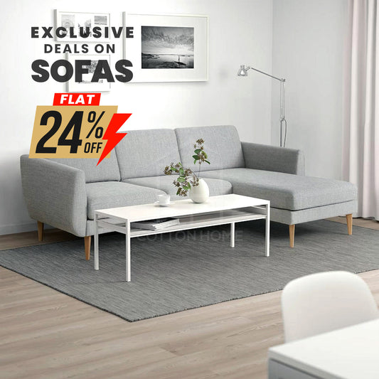 Embolden 3- Seater Chaise Longue Fabric Sofa L161cm x W246cm x H67cm Light Grey - Cotton Home