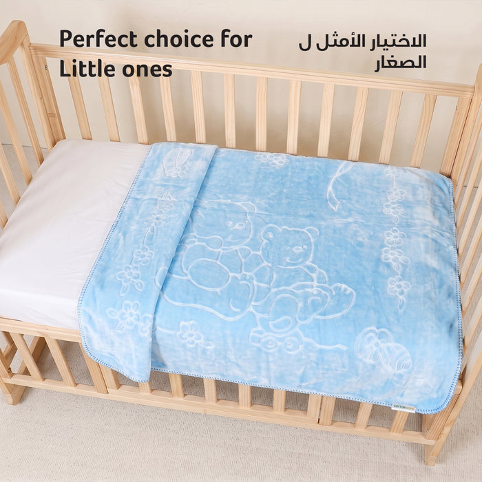 Ultra-Soft Embossed Baby Blanket – Lightweight, Cozy & Plush 140x110cm, Blue