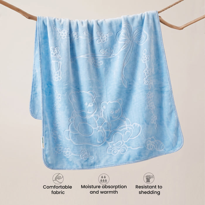 Ultra-Soft Embossed Baby Blanket – Lightweight, Cozy & Plush 140x110cm, Blue