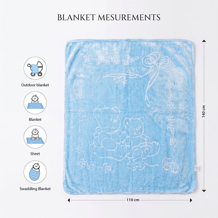 Ultra-Soft Embossed Baby Blanket – Lightweight, Cozy & Plush 140x110cm, Blue