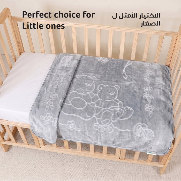 Ultra-Soft Embossed Baby Blanket – Lightweight, Cozy & Plush 140x110cm, Grey