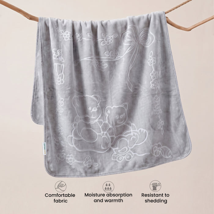Ultra-Soft Embossed Baby Blanket – Lightweight, Cozy & Plush 140x110cm, Grey