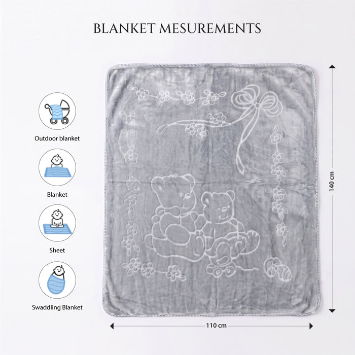 Ultra-Soft Embossed Baby Blanket – Lightweight, Cozy & Plush 140x110cm, Grey