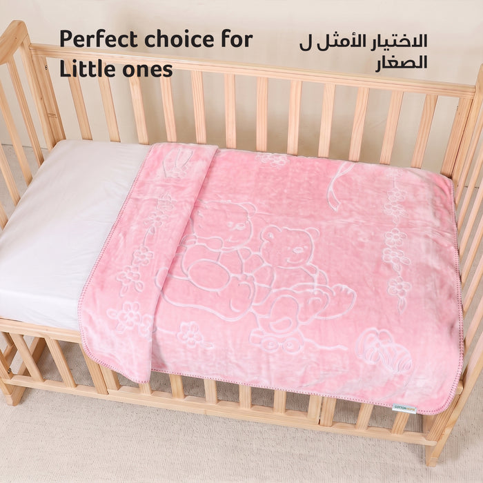 Ultra-Soft Embossed Baby Blanket – Lightweight, Cozy & Plush 140x110cm, Pink