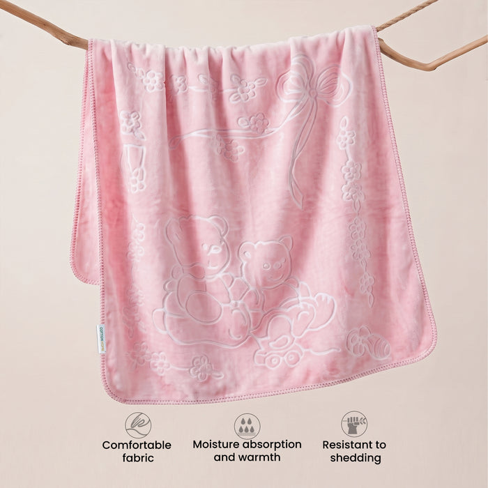 Ultra-Soft Embossed Baby Blanket – Lightweight, Cozy & Plush 140x110cm, Pink