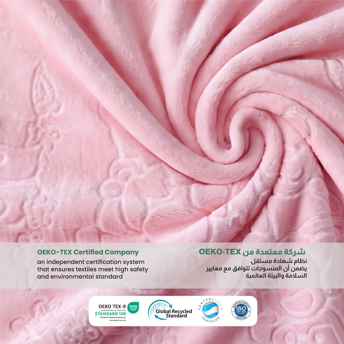 Ultra-Soft Embossed Baby Blanket – Lightweight, Cozy & Plush 140x110cm, Pink