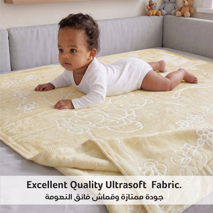 Ultra-Soft Embossed Baby Blanket – Lightweight, Cozy & Plush 140x110cm, Yellow