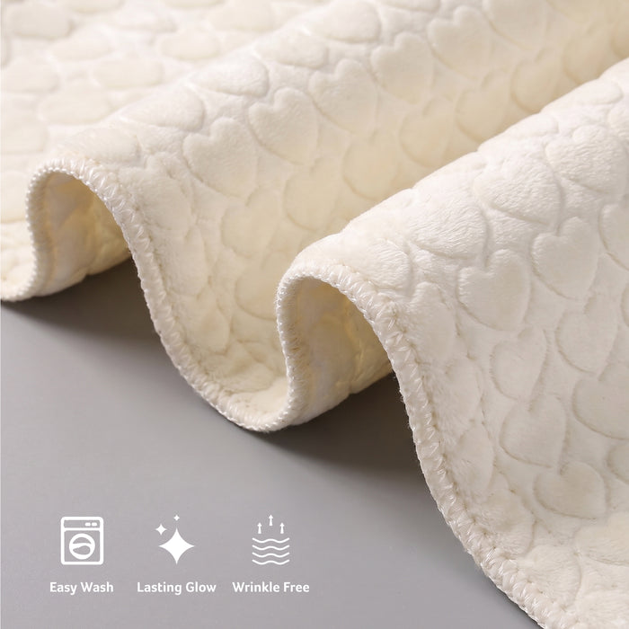 Premium Baby Blanket – Ultra Soft, Lightweight & Cozy Plush with Embossed Hearts, 140x110cm Yellow