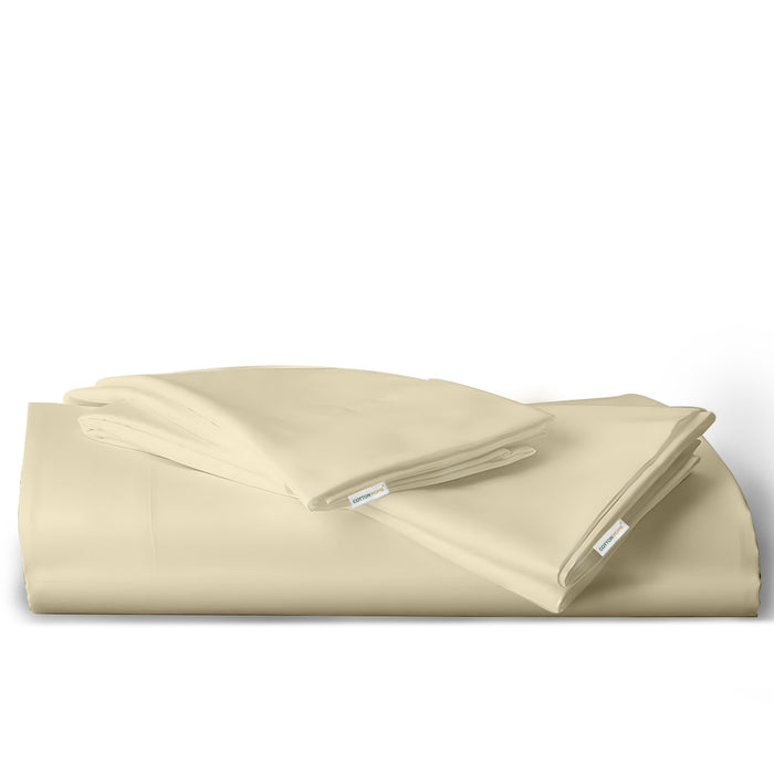 3 Piece Flat Sheet Set Supersoft Microfiber Beige Single Size 160x220 with 2 Pillow Case