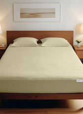 3 Piece Fitted Sheet Set Super Soft Beige Single Size 90x200+20cm with 2 Pillow Case - Cotton Home