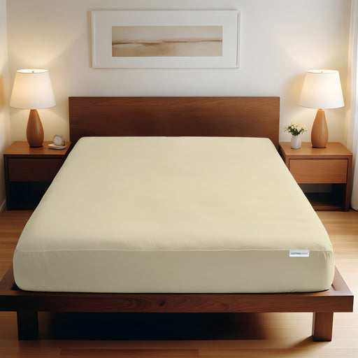 Super Soft Queen Size Fitted sheet 180x200+30 CM Beige with Deep Pockets - Cotton Home